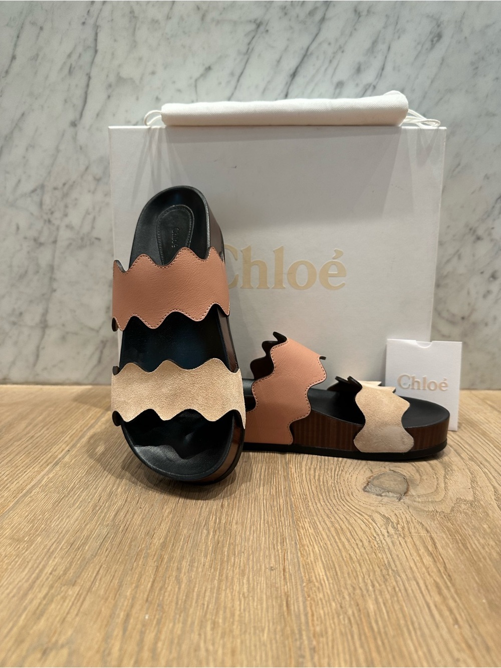Chloe Double Scallop Band Sandals